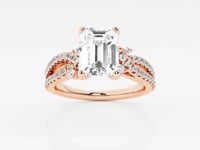 Luna-Side Stone Engagement Ring - Lab Grown Diamonds