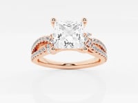 Luna-Side Stone Engagement Ring - Lab Grown Diamonds